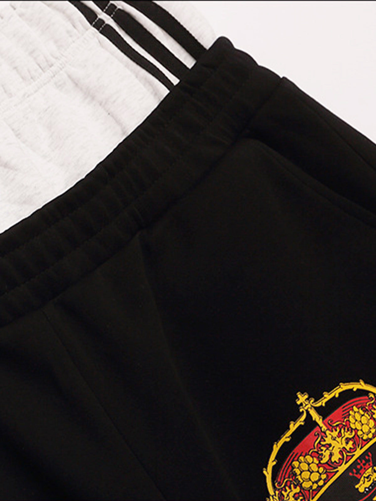 Striped Badge Graphic Double-Waist Track Pants