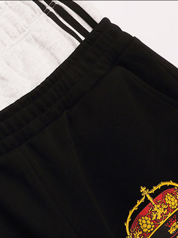 Striped Badge Graphic Double-Waist Track Pants