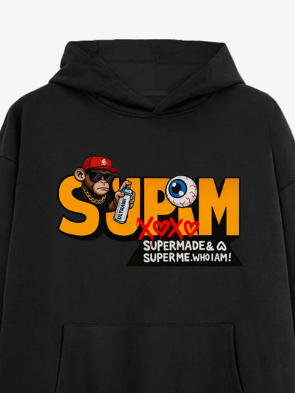 Supermade Hip-hop Monkey Graffiti Hooded Sweatshirt 