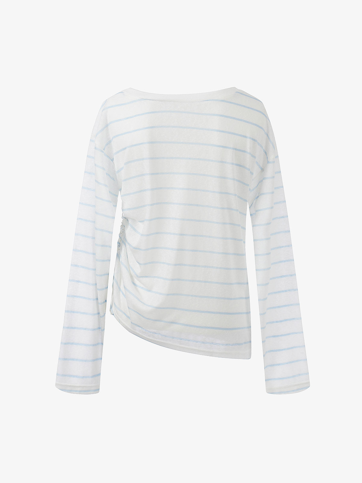 Side Drawstring Stripe Long Sleeve Layering T-Shirt