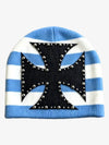 Color Block Studded Cross Gothic Dome Knit Hat