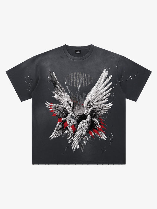 Six-Winged Archangel Splatter Graphic Tee