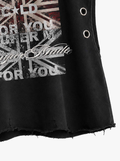 Flag Graphic Cropped Vest
