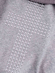 Cross Rhinestone Off-Shoulder Sweatshirt