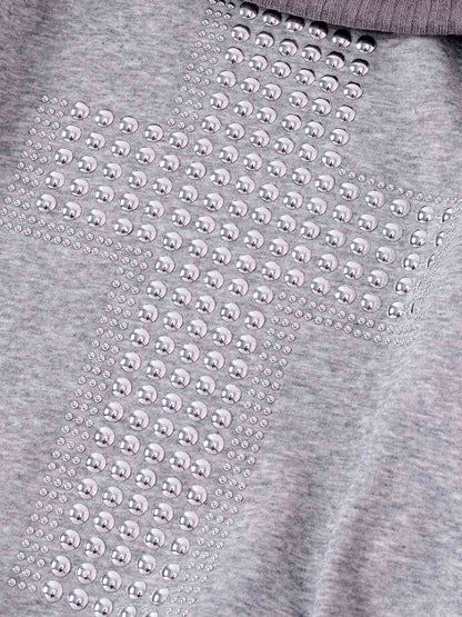 Cross Rhinestone Off-Shoulder Sweatshirt