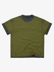 "OK" Patch Color-Block Ripped Reversible T-Shirt 