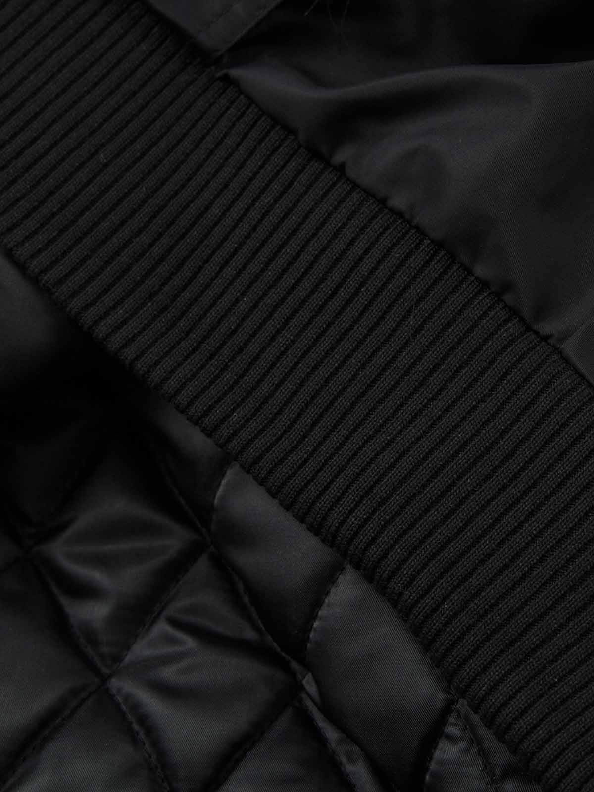 Detachable Faux Fur Collar Ruched Sleeve Bomber Jacket 