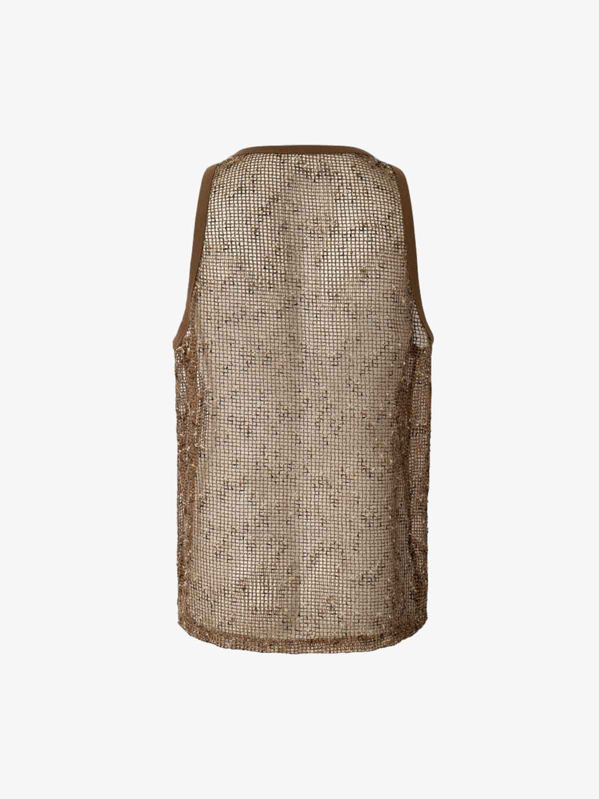 Open-Knit Mesh Layering Tank 