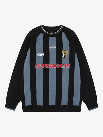 Striped Embroidered Knit Sweater