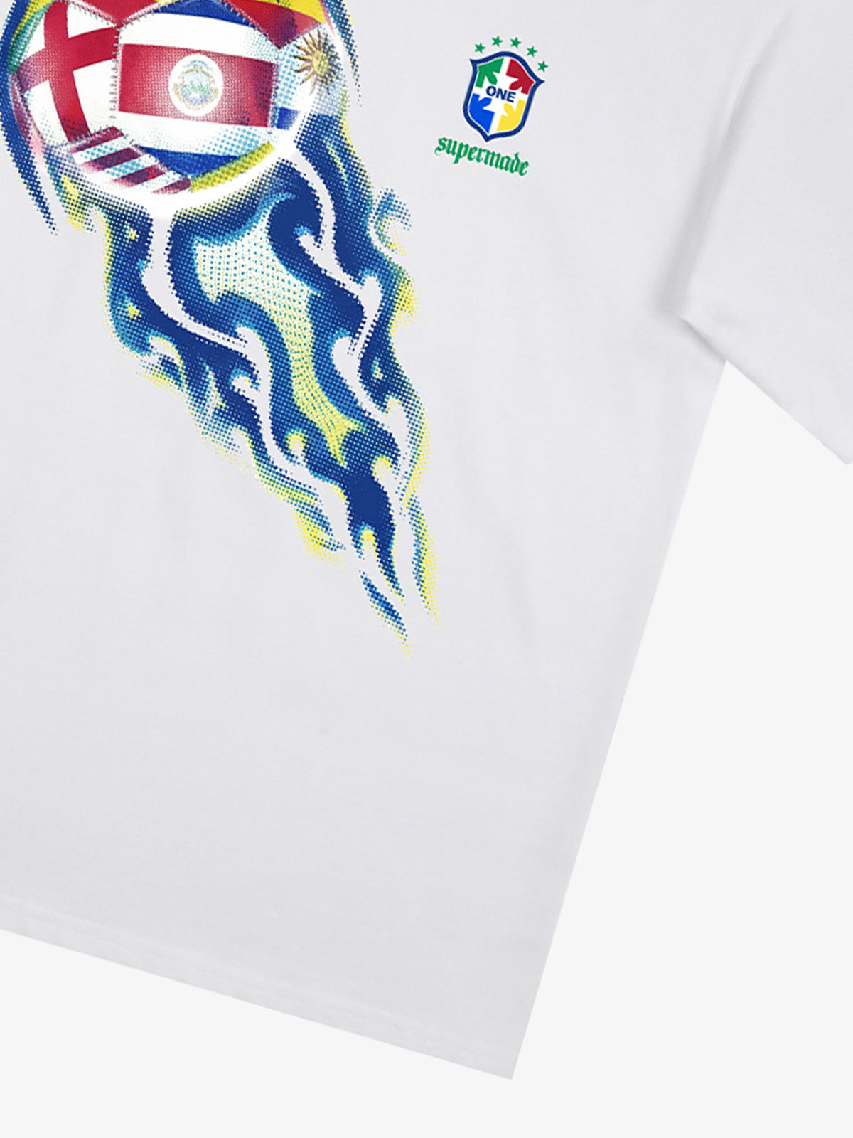 Cotton Football Flag Graphic T-Shirt for Men - Oversized Casual Streetwear with World Cup Design 