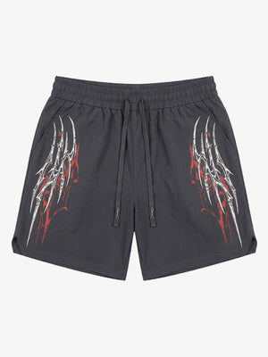 Pantalones cortos con cordón y estampado de espinas Y2K