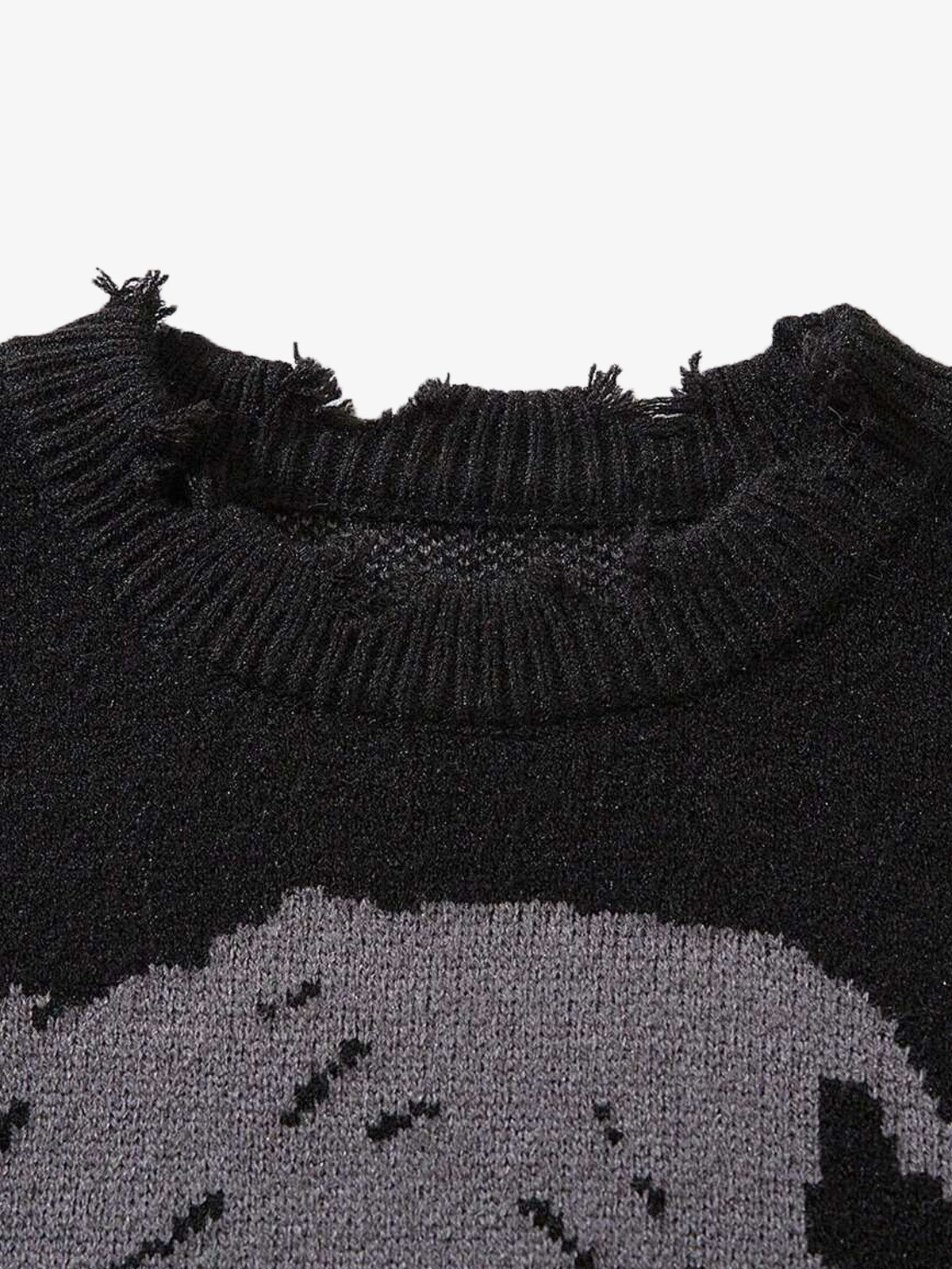 Distressed Skull Jacquard Sweater