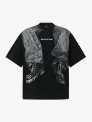 Cotton Oversized T-Shirt with Artistic Face Print and Bold Graphic Design 