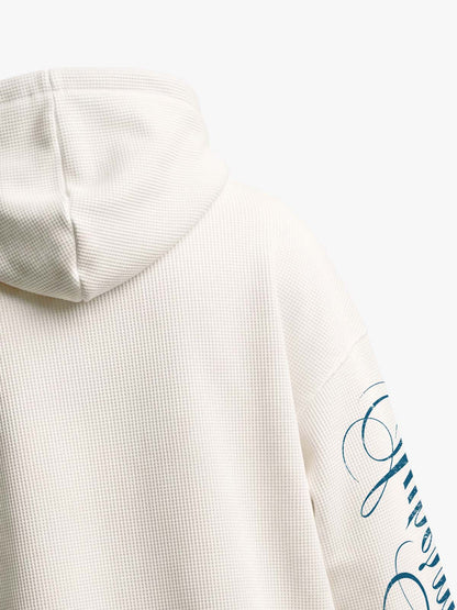 Waffle Knit Hooded Sweatshirt