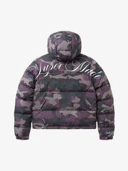 Purple Plaid Camo Puffer Coat