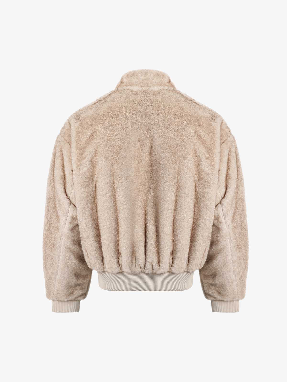 Retro Plush Fleece Stand-Collar Zip-Up Jacket 