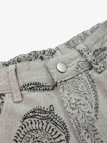 Paisley Jacquard Denim Jeans 