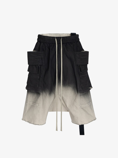 Faux Leather Gradient Cargo Shorts