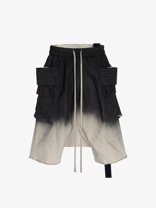 Faux Leather Gradient Cargo Shorts