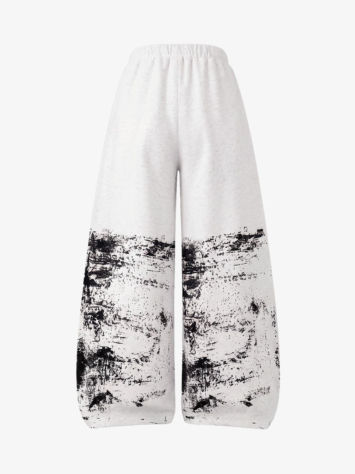 Wasteland Style Painted Distressed Lettering Drawstring Casual Sweatpants