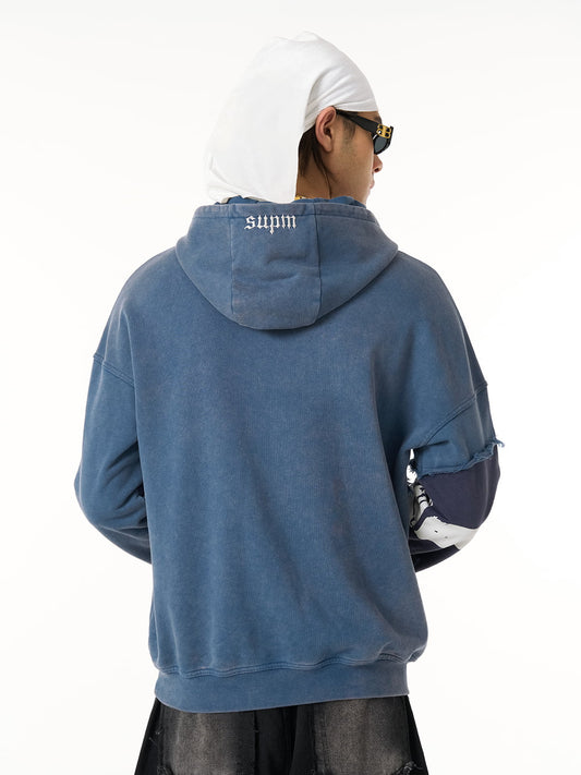 Electronic Exorcist Print of Distressed Hooded Sweatshirt 