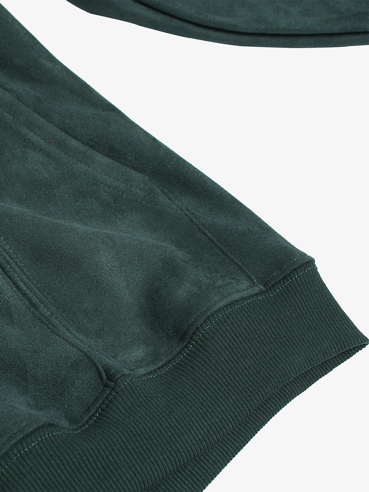 Suede Letter Embroidered Cropped Zip-Up Hoodie 