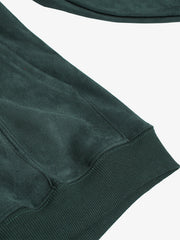 Suede Letter Embroidered Cropped Zip-Up Hoodie 