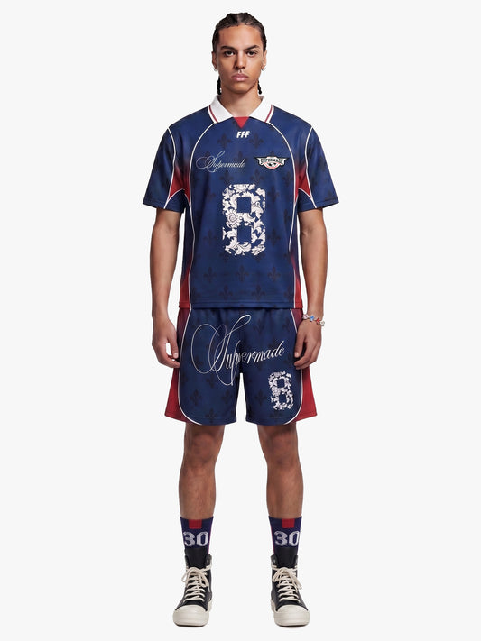 French Style Fleur-de-Lis Print Patchwork Custom Jersey Set