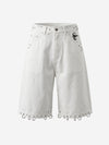 Scorpion Embroidered Eyelet Bermuda Denim Shorts