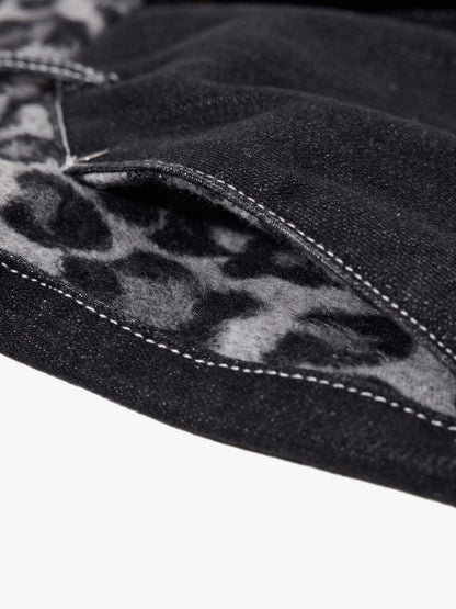 Vintage Leopard Print Waistband Patch Baggy Jeans 