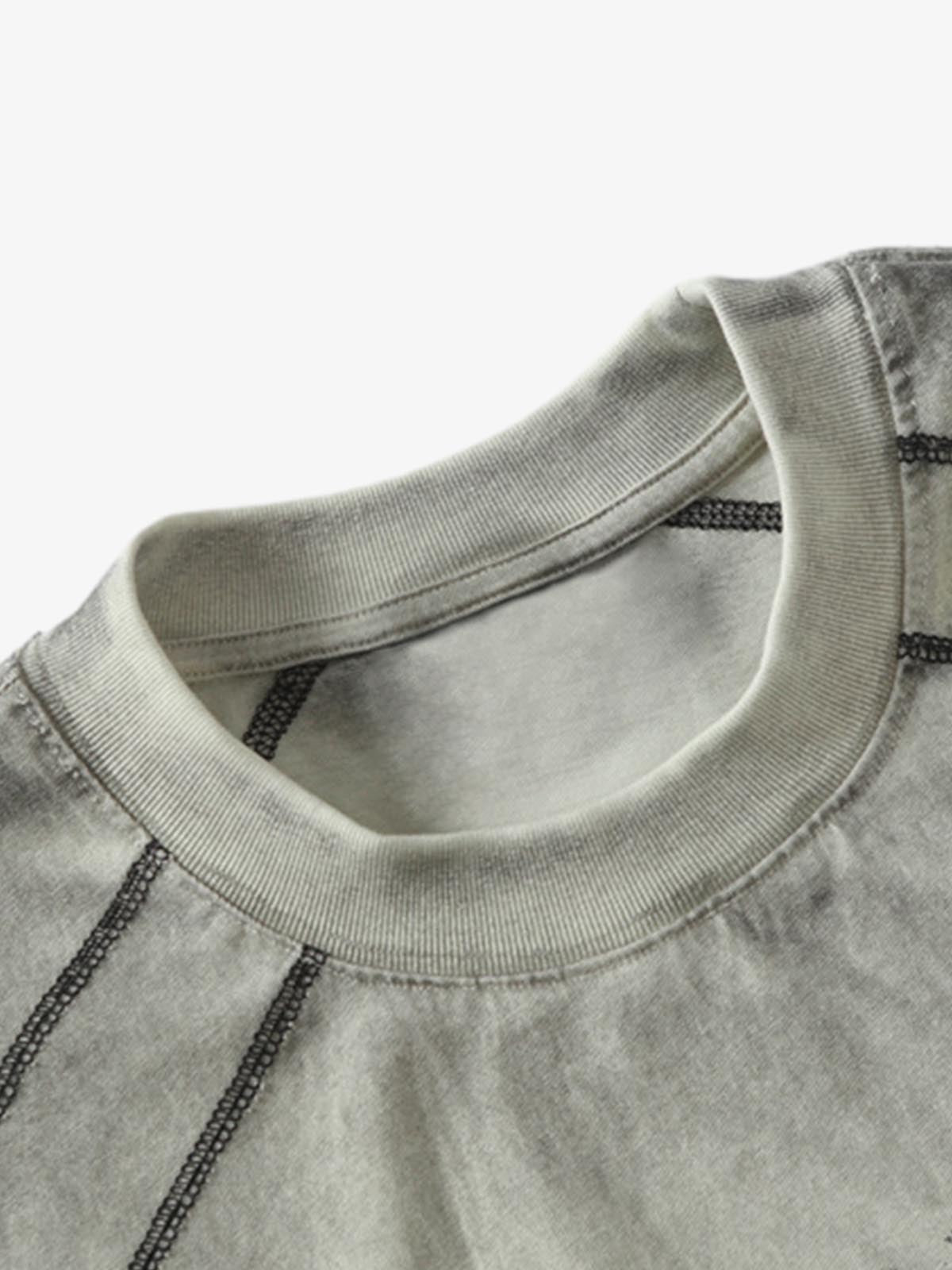 Distressed Digital Print Short-sleeved T-shirt 