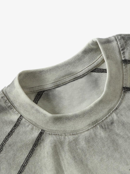 Distressed Digital Print Short-sleeved T-shirt 