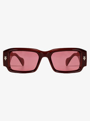 Goldene, mit Nieten besetzte quadratische Sonnenbrille mit UV-Schutz