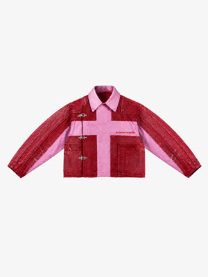 Cross-Seam Buckle Cropped Utility Jacket