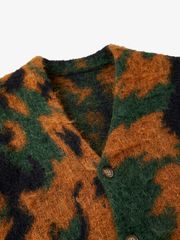Abstract Camo Fuzzy Cardigan
