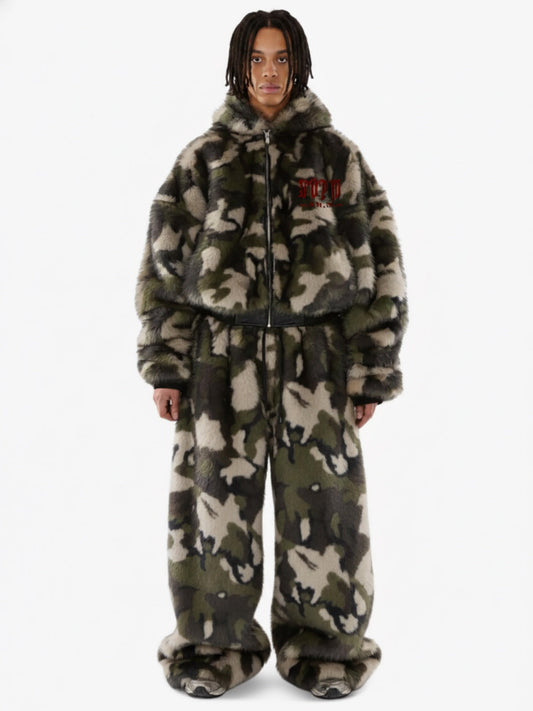 SUPERMADE Camouflage Faux Fur Quilted Set 