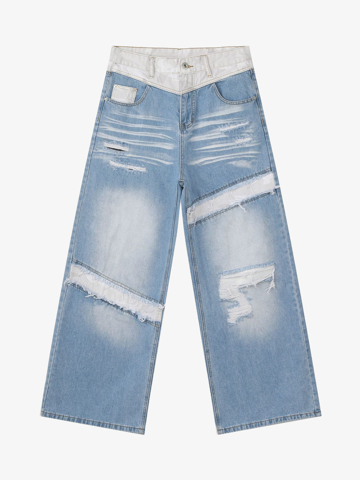 Patchwork-Jeans im Used-Look