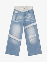 Patchwork-Jeans im Used-Look