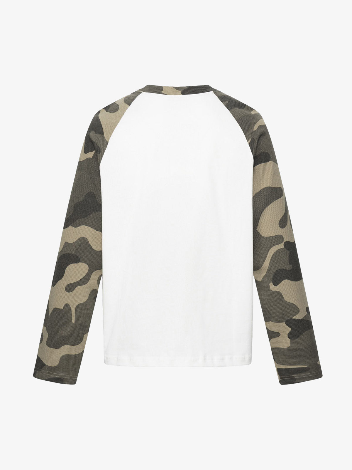 Skull Print Waffle Boxy  Long Sleeve Tee