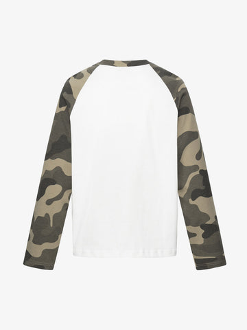 Skull Print Waffle Boxy  Long Sleeve Tee