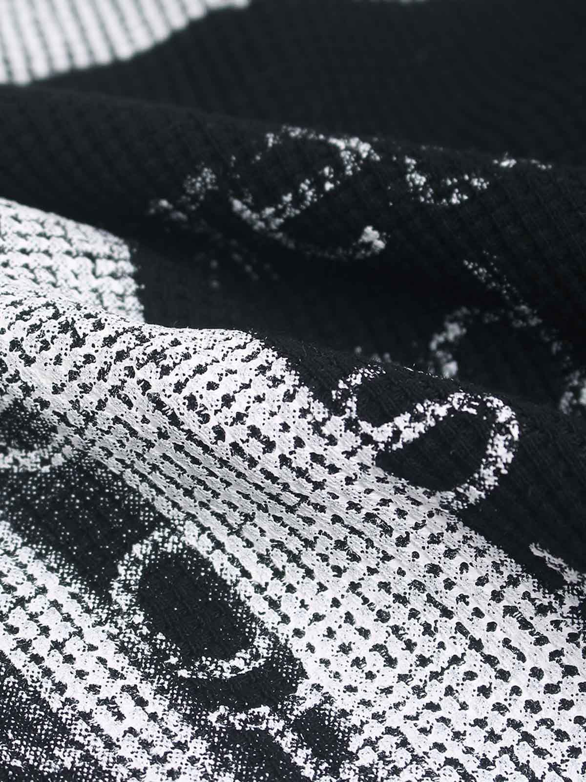 Dark Cross Print Waffle Long-Sleeve T-Shirt