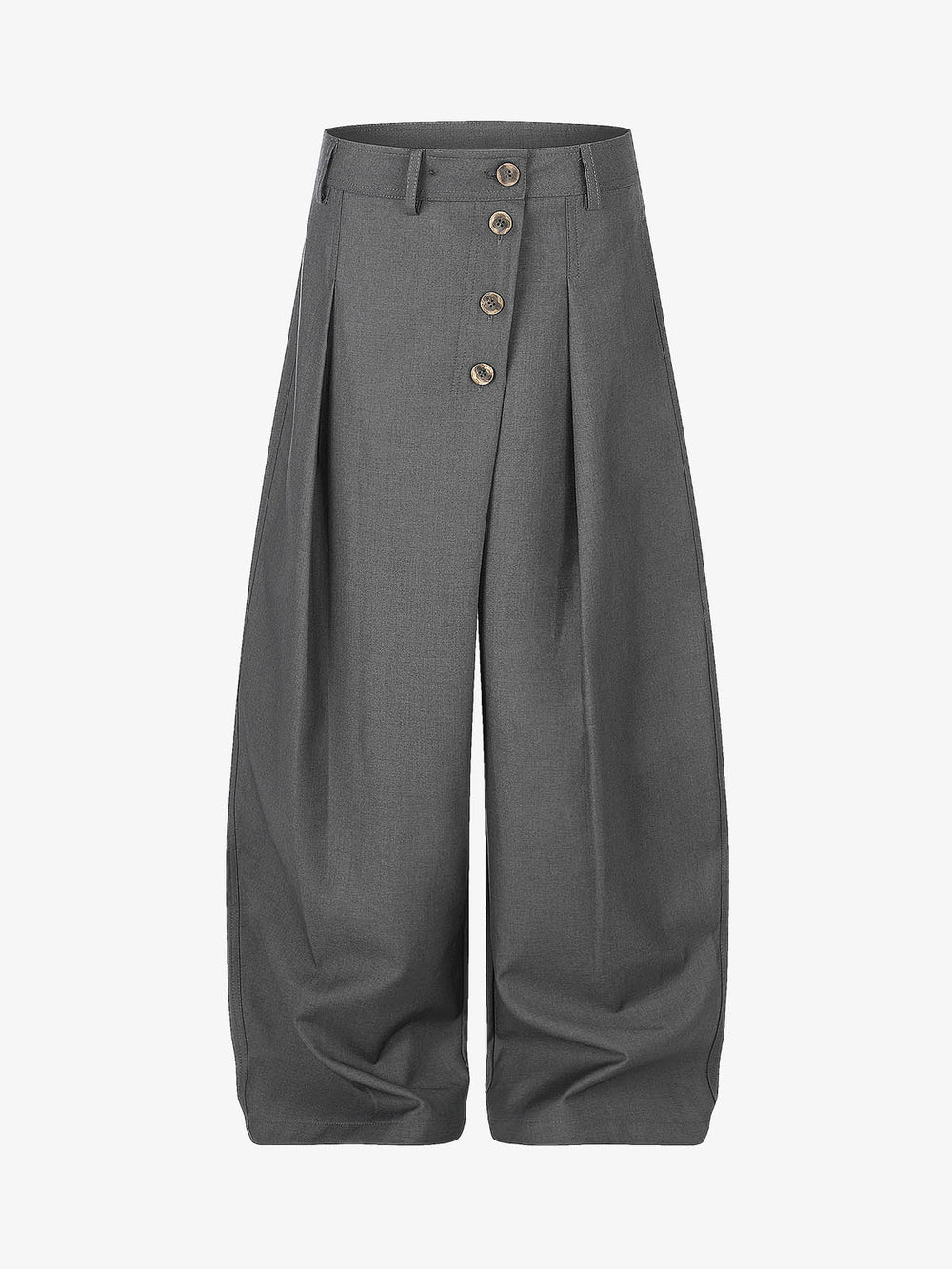 Button Placket Baggy Barrel Pants
