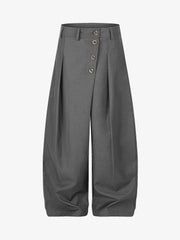 Button Placket Baggy Barrel Pants