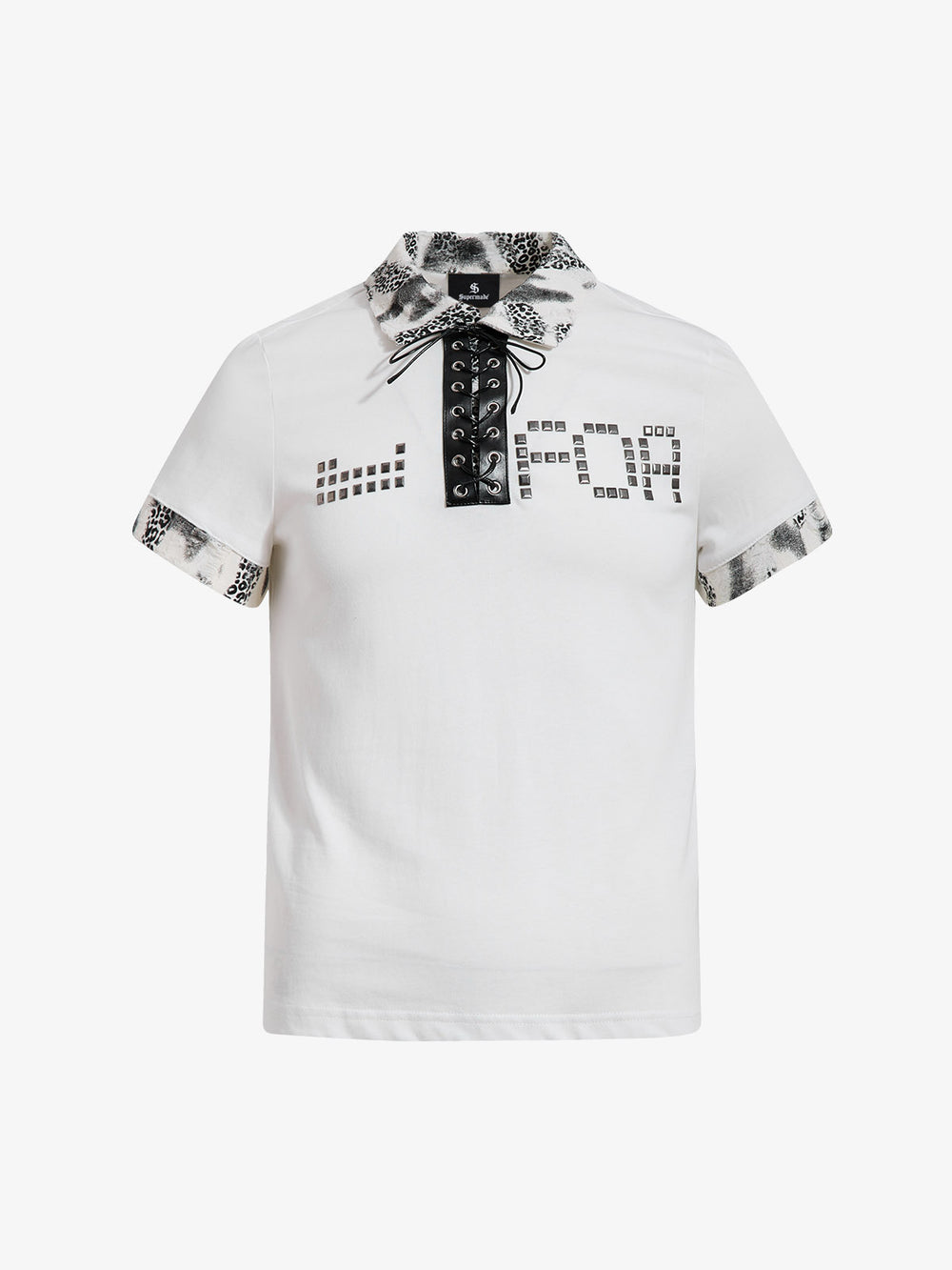 Poloshirt aus Baumwolle mit Kragen und Bündchen im Leopardenmuster