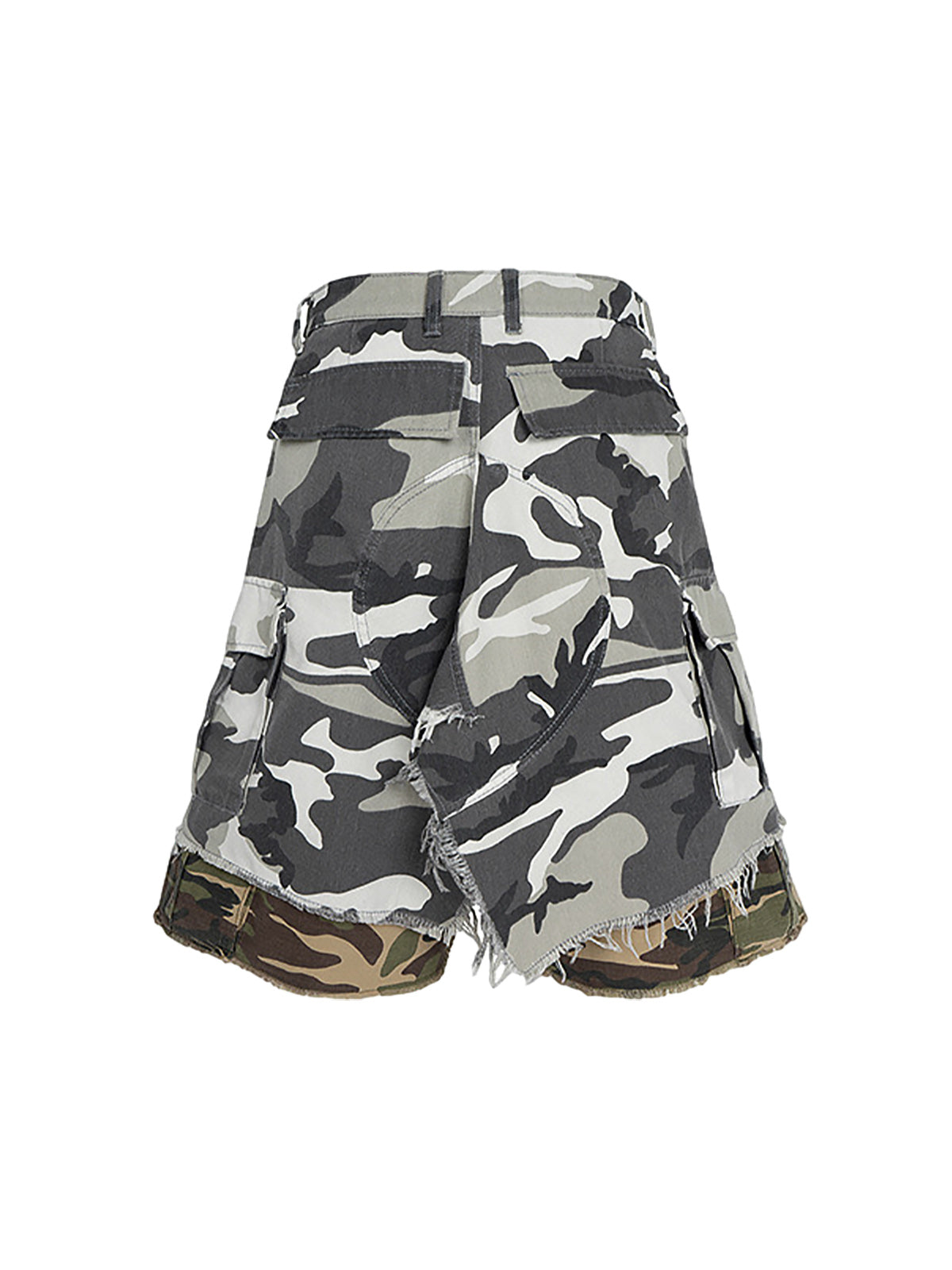 Retro Faux Two-Piece Whisker Camouflage Jorts