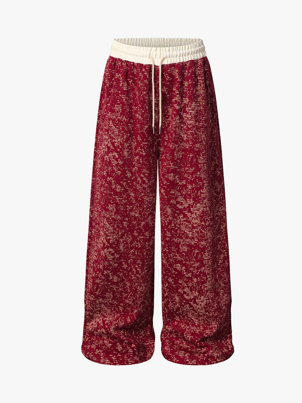 Textured Knit Wide-Leg Drawstring Pants