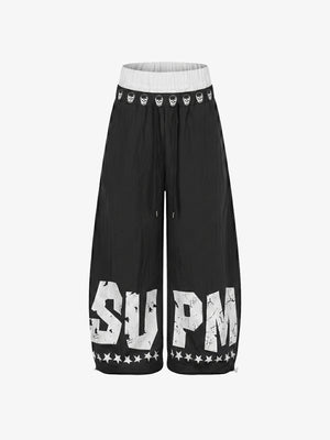 Layered Skull-Graphic Track Pants
