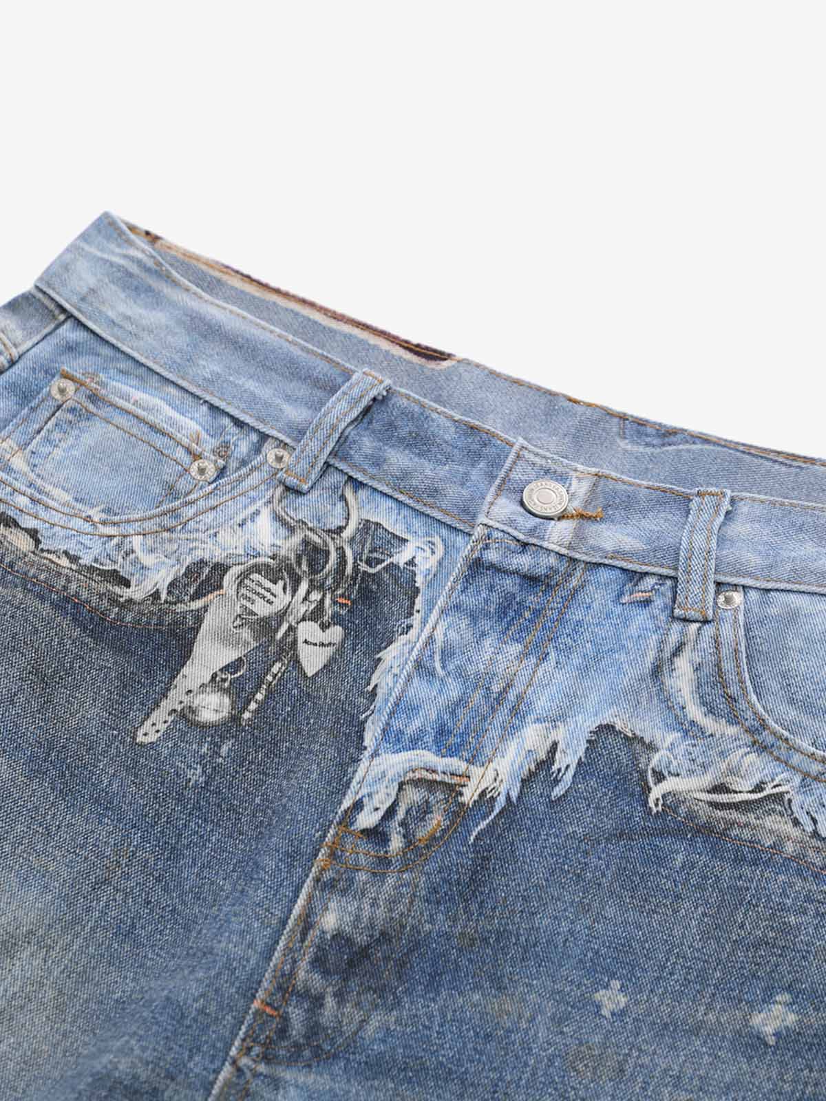 Retro Deconstructed Denim Shorts 