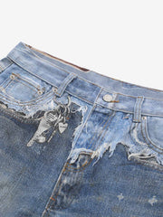 Retro Deconstructed Denim Shorts 