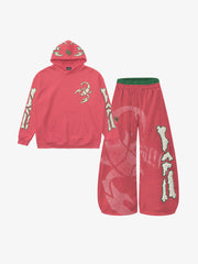 Scorpion Skeleton Graphic Hoodie & Wide-Leg Sweatpants Set